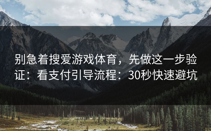 别急着搜爱游戏体育，先做这一步验证：看支付引导流程：30秒快速避坑